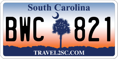 SC license plate BWC821