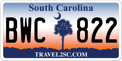 SC license plate BWC822