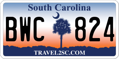 SC license plate BWC824