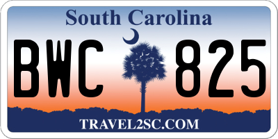SC license plate BWC825