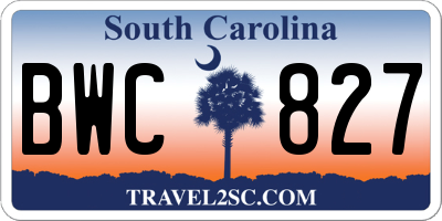 SC license plate BWC827