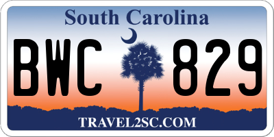 SC license plate BWC829