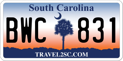 SC license plate BWC831