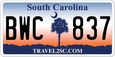 SC license plate BWC837