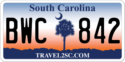 SC license plate BWC842