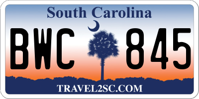 SC license plate BWC845