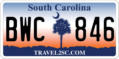 SC license plate BWC846