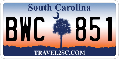 SC license plate BWC851