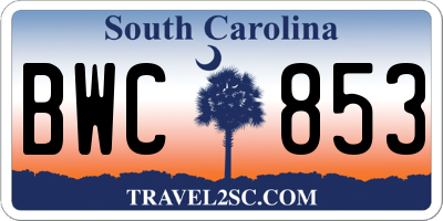 SC license plate BWC853