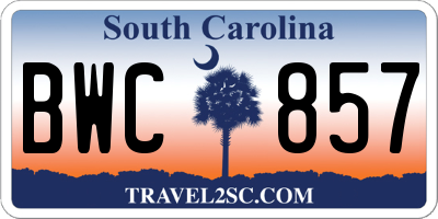 SC license plate BWC857