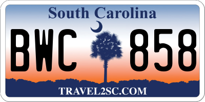 SC license plate BWC858