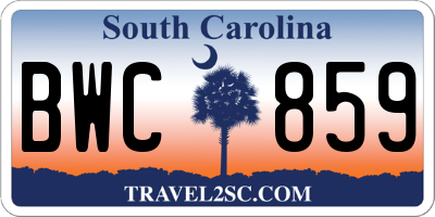 SC license plate BWC859