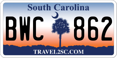 SC license plate BWC862