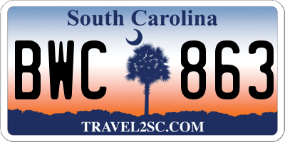 SC license plate BWC863