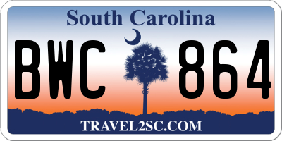 SC license plate BWC864