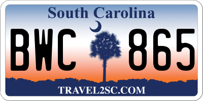 SC license plate BWC865