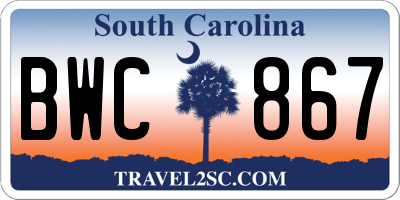 SC license plate BWC867