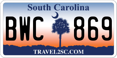 SC license plate BWC869