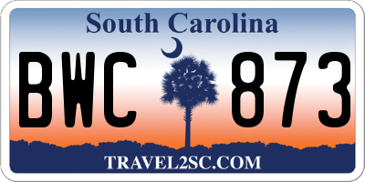 SC license plate BWC873
