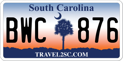 SC license plate BWC876