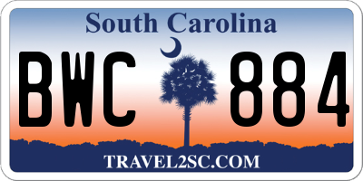 SC license plate BWC884