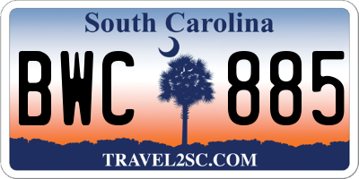 SC license plate BWC885