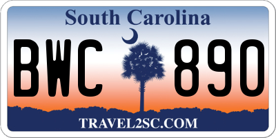 SC license plate BWC890