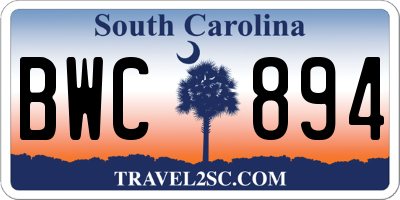 SC license plate BWC894