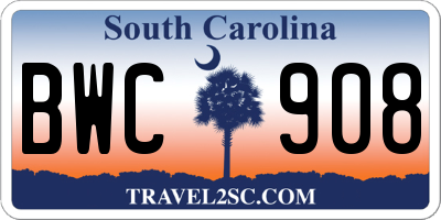 SC license plate BWC908
