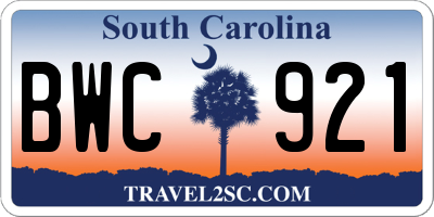 SC license plate BWC921