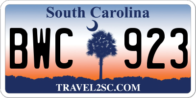 SC license plate BWC923