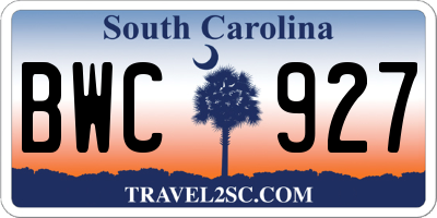 SC license plate BWC927
