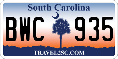 SC license plate BWC935
