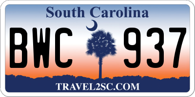 SC license plate BWC937