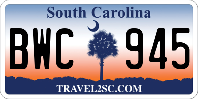 SC license plate BWC945