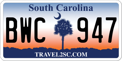 SC license plate BWC947