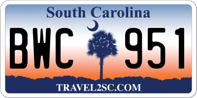 SC license plate BWC951