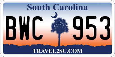 SC license plate BWC953