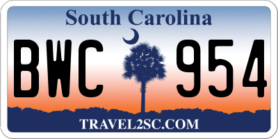 SC license plate BWC954