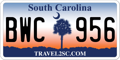 SC license plate BWC956