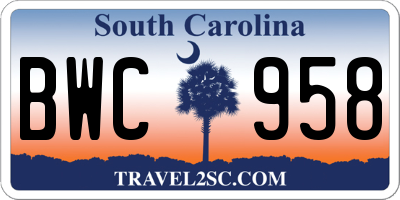 SC license plate BWC958