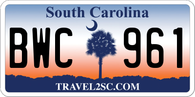 SC license plate BWC961
