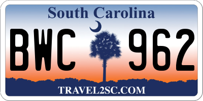 SC license plate BWC962