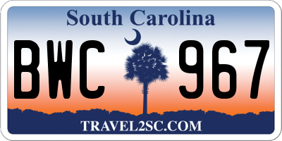 SC license plate BWC967