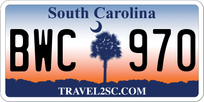 SC license plate BWC970