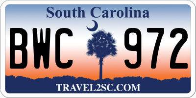 SC license plate BWC972