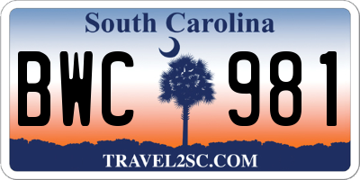 SC license plate BWC981