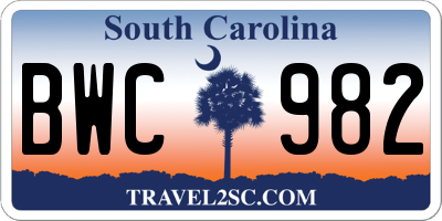 SC license plate BWC982