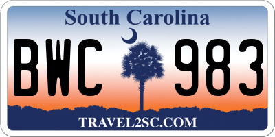 SC license plate BWC983