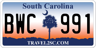 SC license plate BWC991